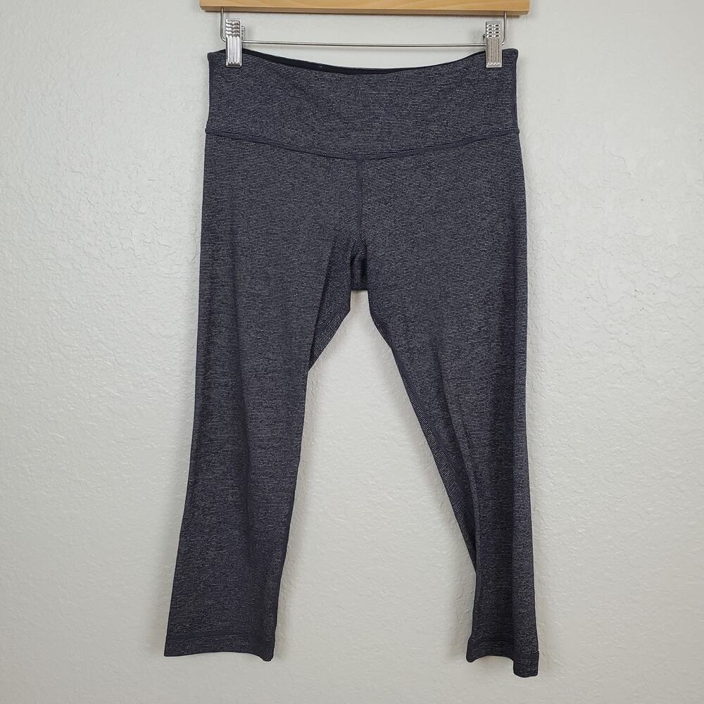 Lululemon Leggings Womens Size 6 Cropped Wunder Under Heathered Navy 19" Run Gym